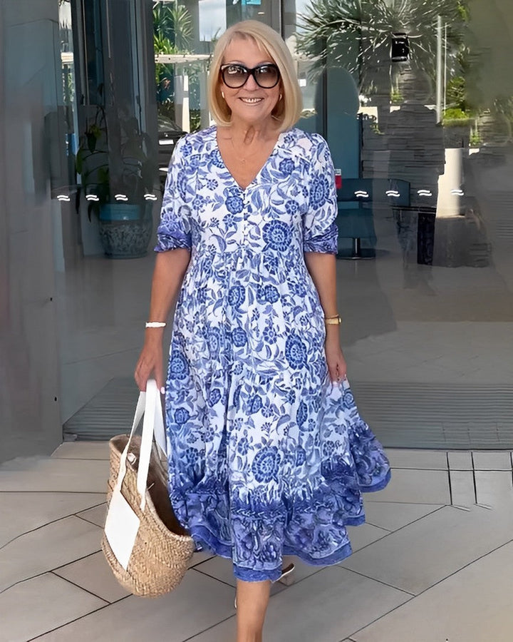 Keisha | Élégante Robe Fleurie à Décolleté en V