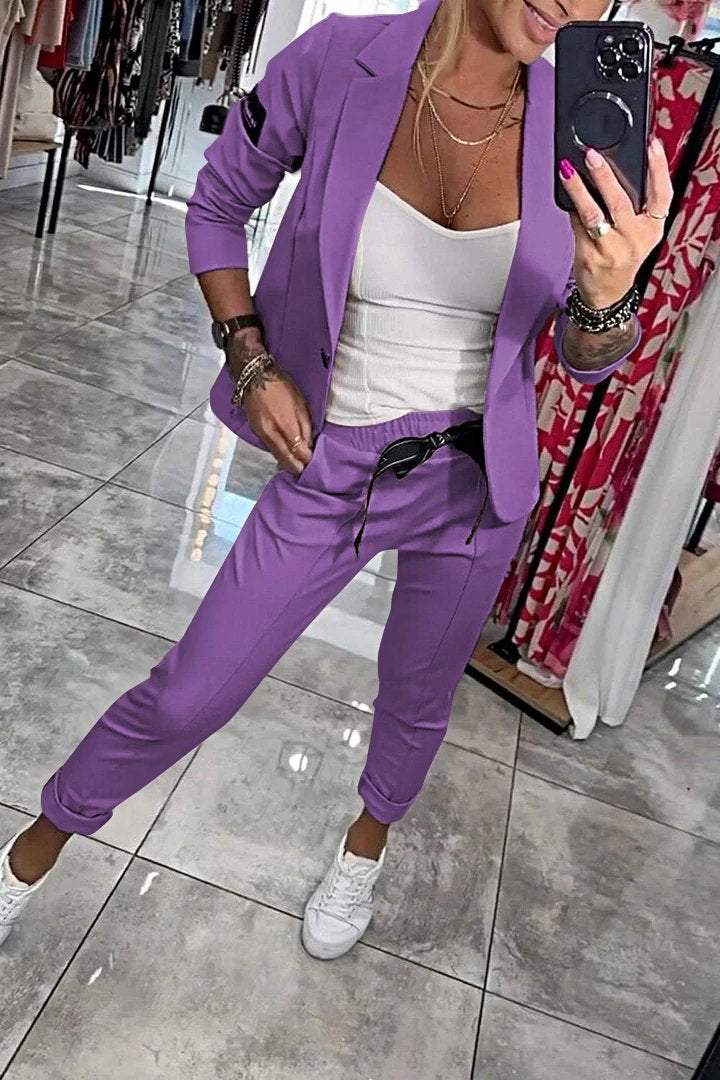 Fenna™ | Ensemble Femme Deux Pièces en Couleur Unie