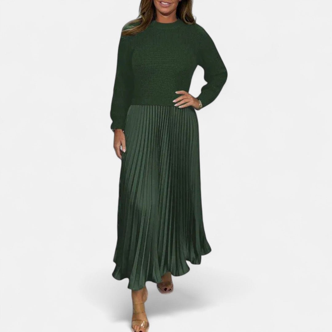 Claudia - Robe longue avec pull et jupe plissée