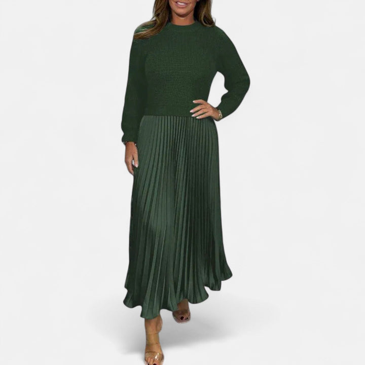 Claudia - Robe longue avec pull et jupe plissée