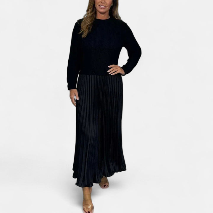 Claudia - Robe longue avec pull et jupe plissée