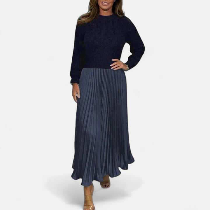 Claudia - Robe longue avec pull et jupe plissée
