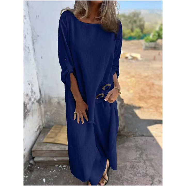 Ensemble Confortable en Coton-Lin : Robe et Pantalon à Deux Pièces