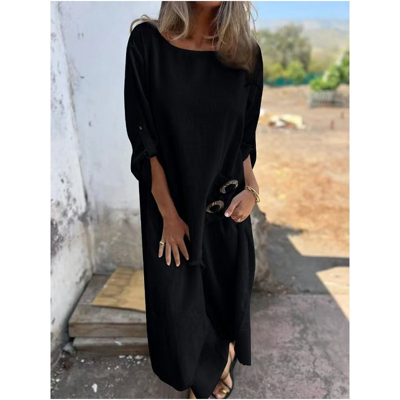 Ensemble Confortable en Coton-Lin : Robe et Pantalon à Deux Pièces
