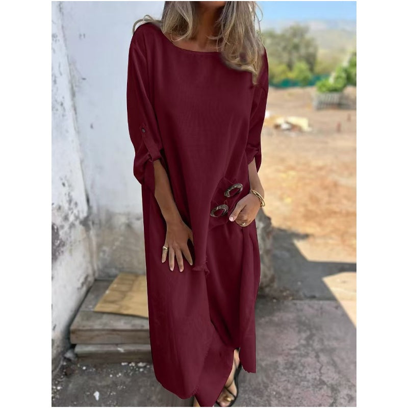 Ensemble Confortable en Coton-Lin : Robe et Pantalon à Deux Pièces