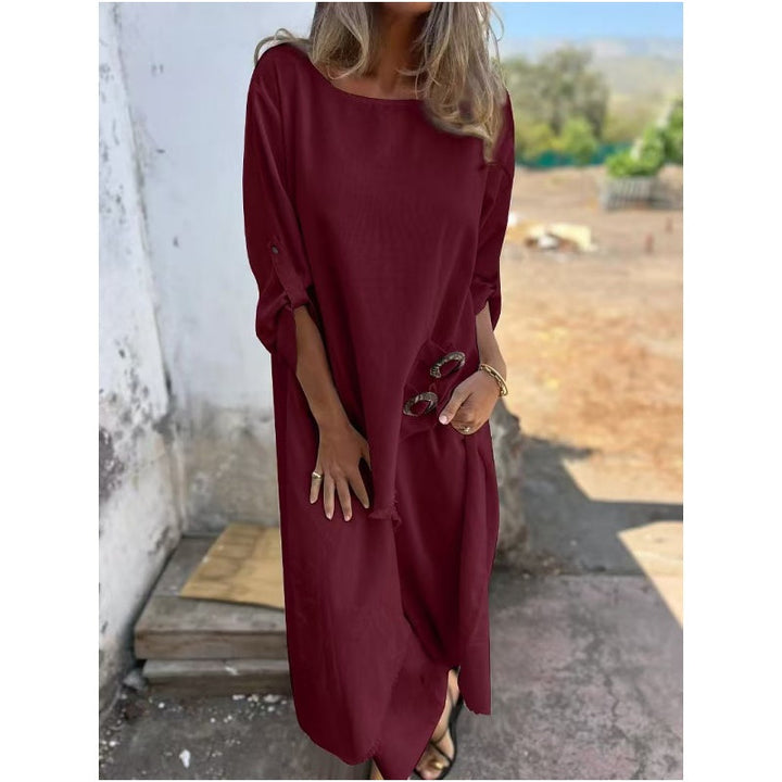 Ensemble Confortable en Coton-Lin : Robe et Pantalon à Deux Pièces